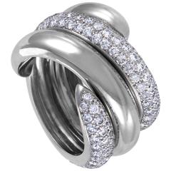 Chaumet Partial Diamond Pave Two Part Gold Band Ring 1