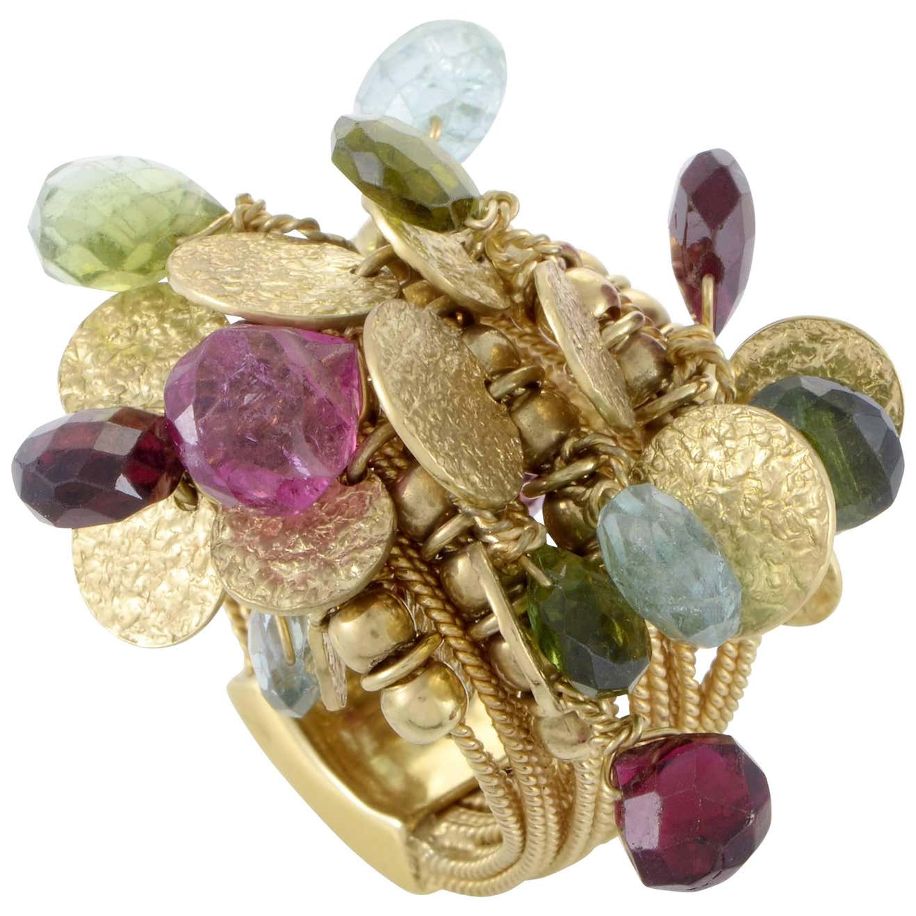 Catherine Prevost Gemstone Charms Gold Ring at 1stDibs