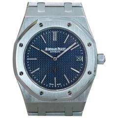 Audemars Piguet Stainless Steel Royal Oak Extra Thin Blue Dial Wristwatch