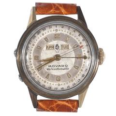 Movado Yellow Gold Stainless Steel Calendomatic Automatic Wristwatch 8
