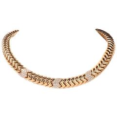 Bulgari Spiga 5.20 Carat Diamond Gold Snake Choker Necklace 6