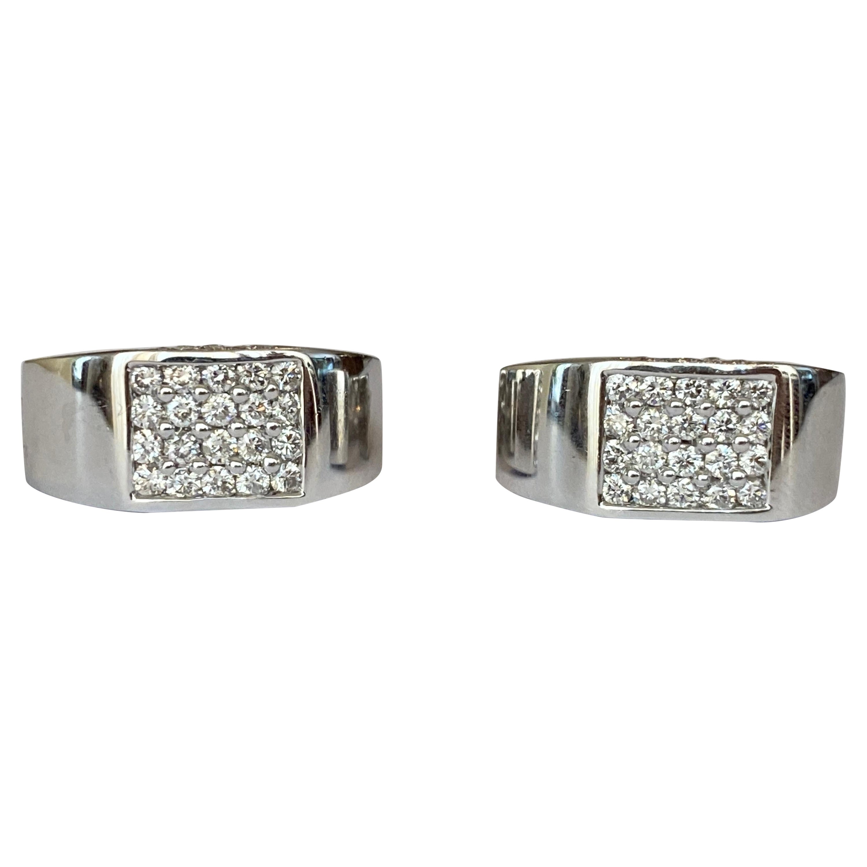 Pave Set 1.40 crt Diamond and Gold Hoop Clip Earrings