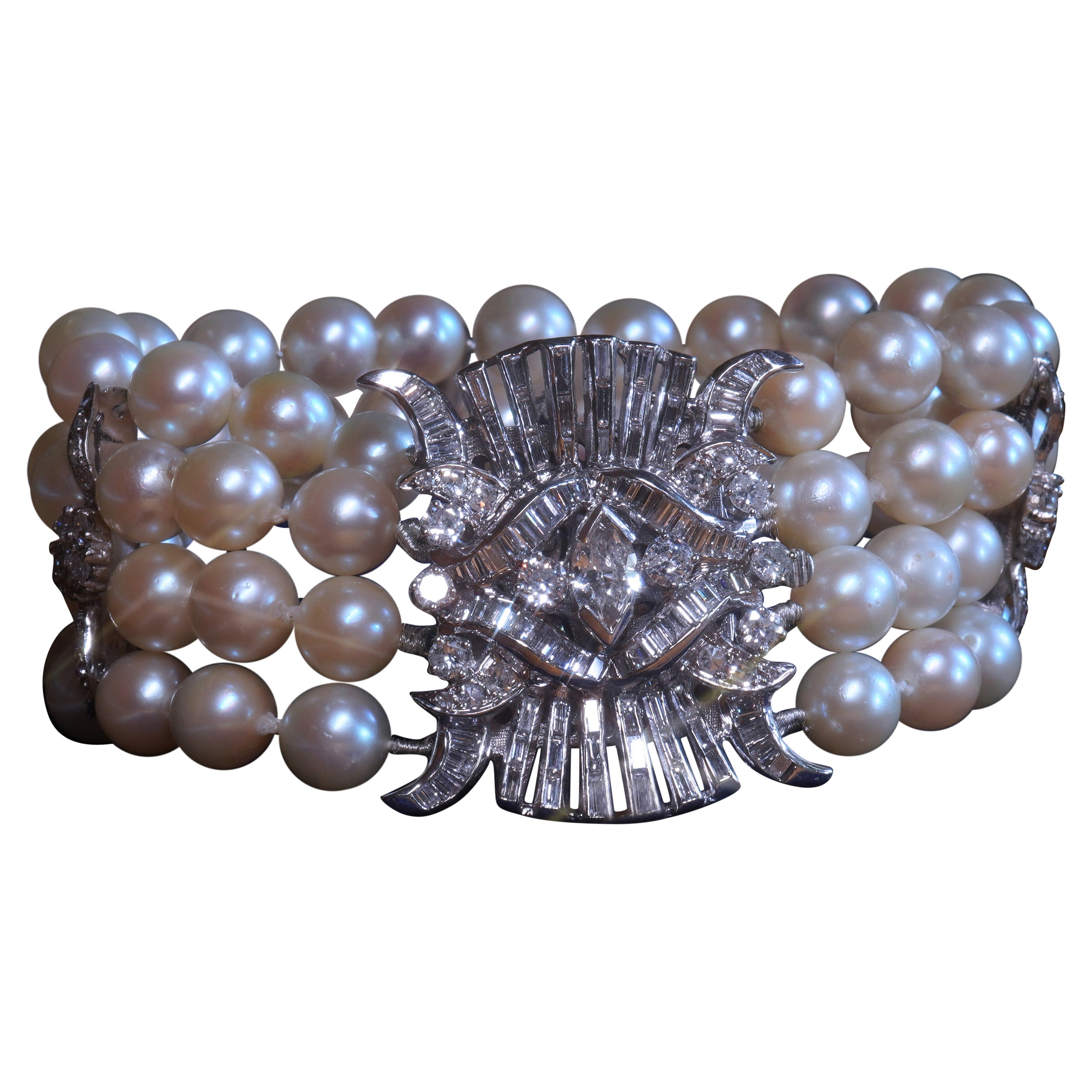 GIA Pearl Diamond Vintage Bracelet Brooch 14K Antique SouthSea HUGE 9.29 Carats! For Sale