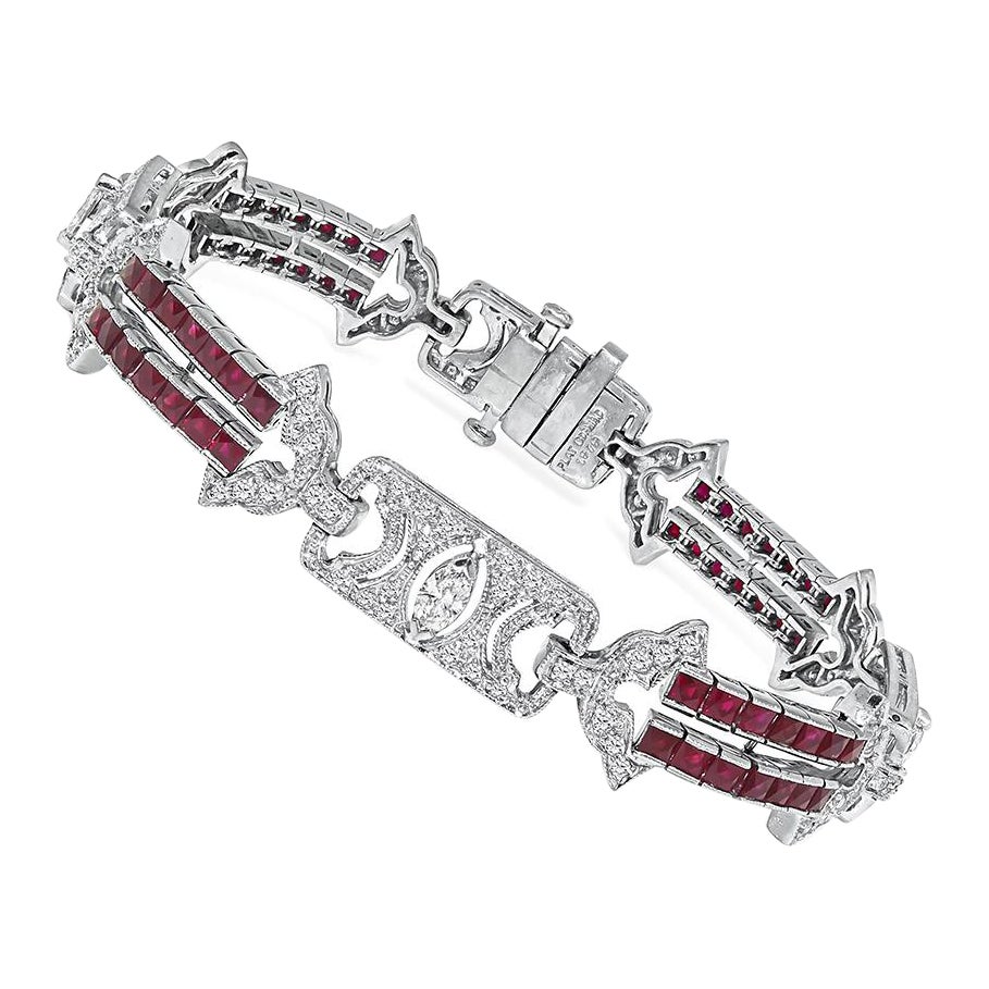 Sophia D 2.50ct Diamond 2.80ct Ruby Platinum Bracelet