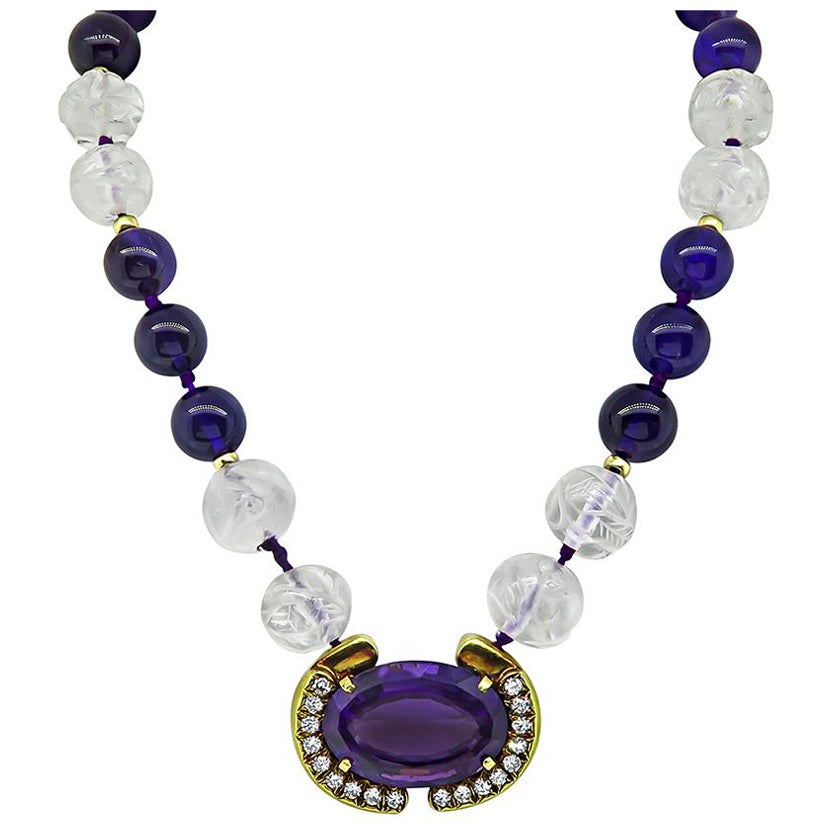 Collana di cristallo con ametista e diamante da 100,00 ct di A. Cipullo degli anni '70