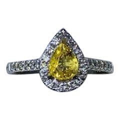 1,15 Karat Saphir klobiger Diamant Solitär Verlobungsring 18 Karat Weißgold