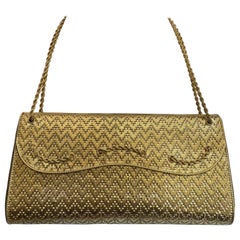 Used 500 GM OF  18K Yellow Gold Woven Mesh Clutch Handbag  NO MIRROR, JUST GOLD PURSE
