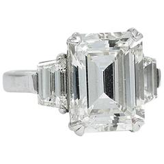 7.00 Carat GIA Emerald Cut Diamond 3 Stone Engagement Ring 11