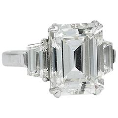 7.00 Carat GIA Emerald Cut Diamond Three-Stone Engagement Ring