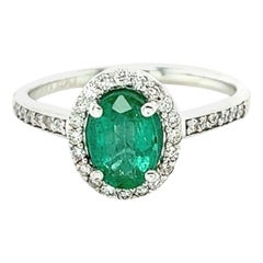 1.30 Carat Emerald Diamond 14 Karat White Gold Engagement Ring