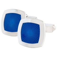 Sterling Silver and Guilloche Enamel Cufflinks