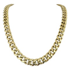 10 Karat Yellow Gold Hollow Thick Men's Cuban Link Chain Necklace 