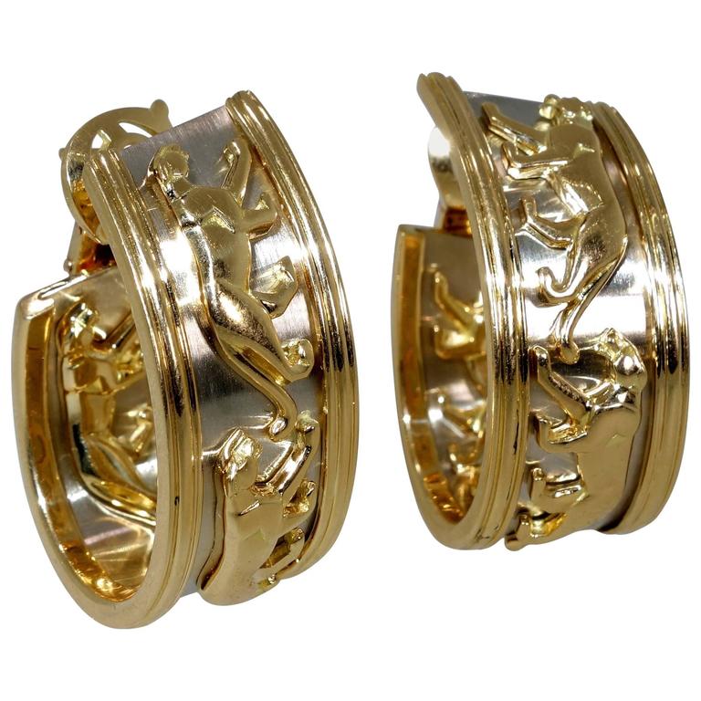 Cartier Gold Panthere Earrings at 1stDibs