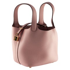 Hermes Picotin 18 Rose Sakura Clemence Leather Gold Hardware w/ Dust Bag 2023