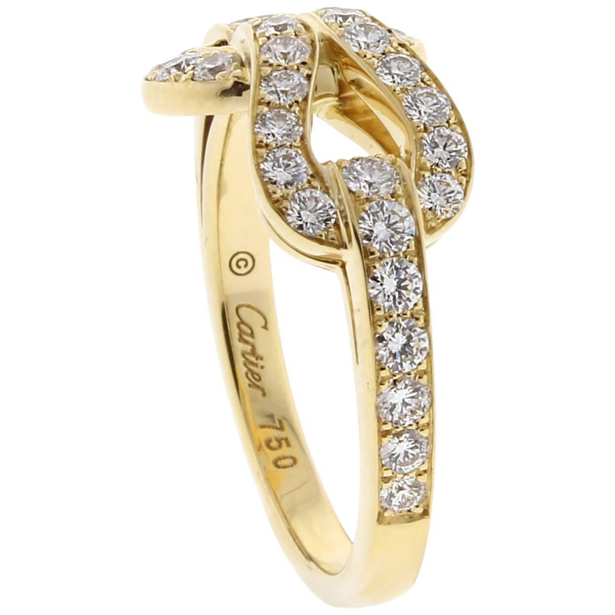 Cartier Diamond Gold Agrafe Ring