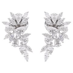 2.13 Carat Marquise & Pear Diamond Earrings 18 Karat White Gold Handmade Jewelry