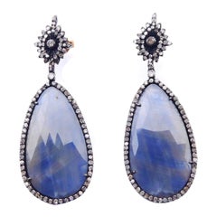 Vintage Ebba von Brahe Earrings 32ctw Sapphire 2ctw Daimonds Silver /14K Gold / 15gr