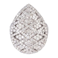 4.29 Ct Natural Brilliant Cut Diamond Cocktail Ring  Pear Shape Size 6.75, 18KG