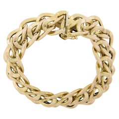 Italian UnoAErre Solid 14k Yellow Gold Wide Interlocking Link Statement Bracelet