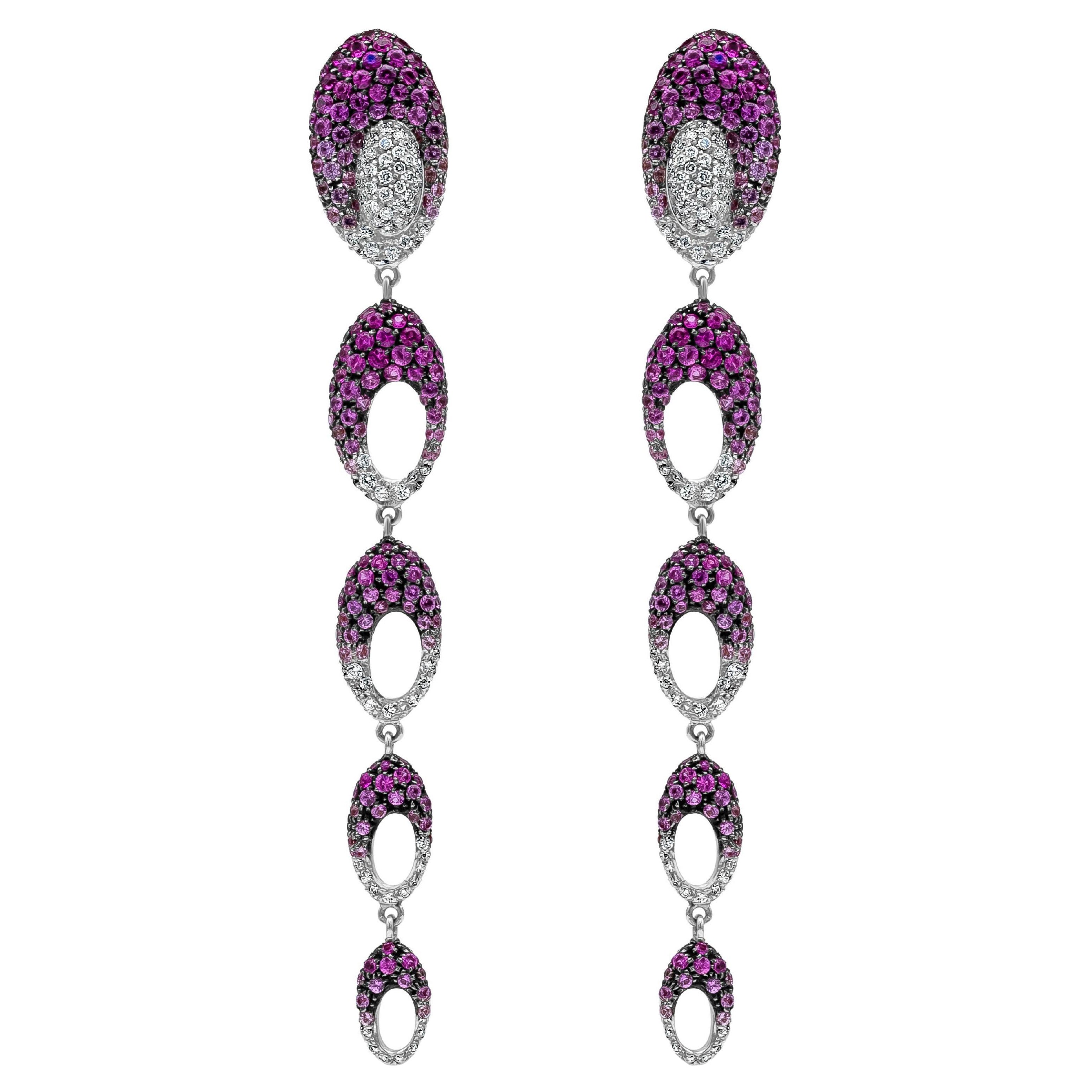 Palmiero Jewellery Design Pink Sapphire and Diamond Drop Earrings