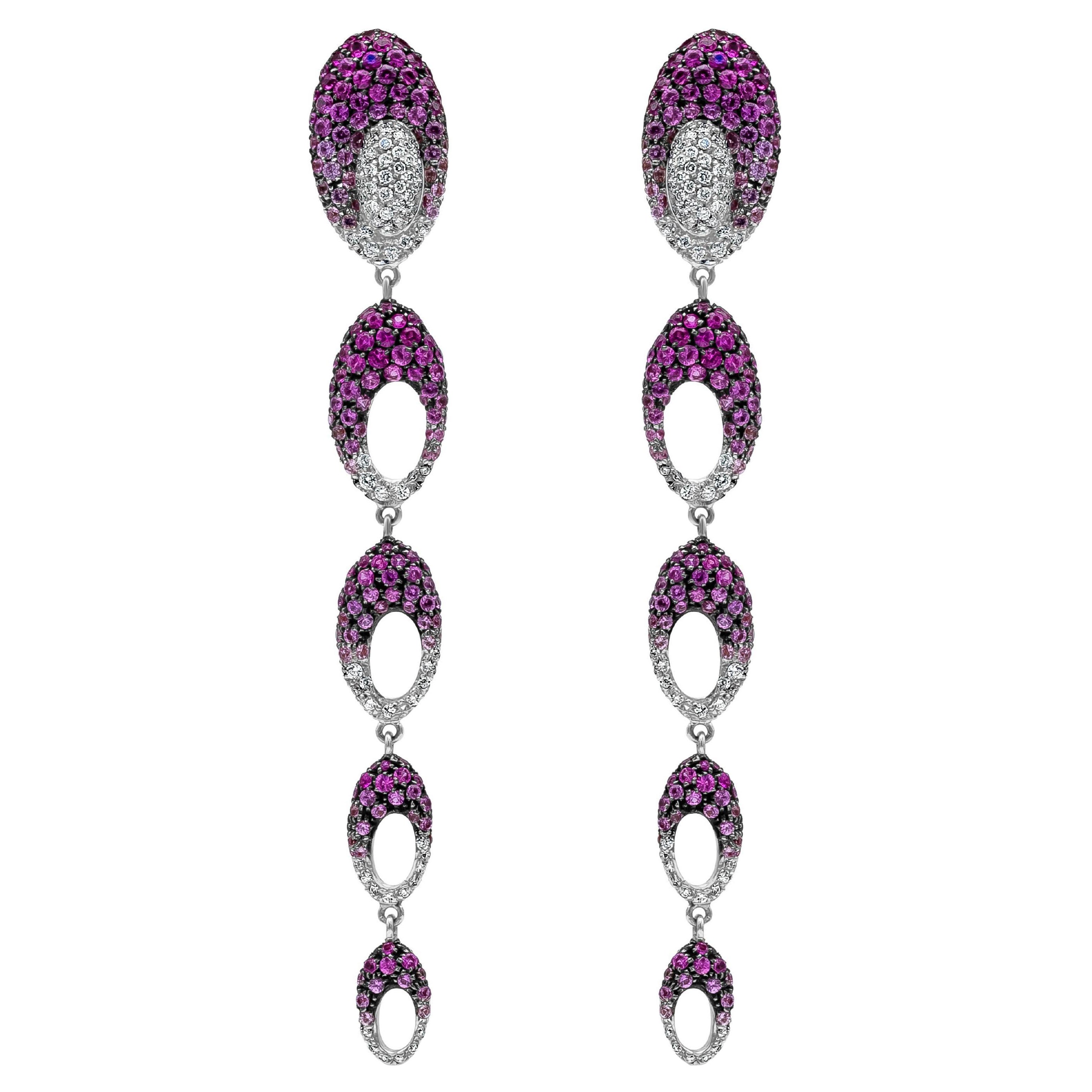 Palmiero Jewellery Design Tropfenohrringe mit rosa Saphiren und Diamanten