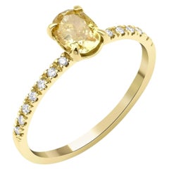 Bague de fiançailles fantaisie en diamant jaune 0,81 carat