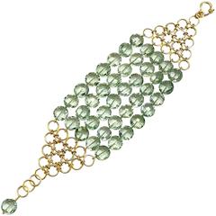 Green Amethyst Gold Five Row Mesh Bracelet 6