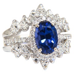 Anillo de Diamantes de Tanzanita Natural de 3,07 Quilates y Anillo de Inserción de Chaqueta