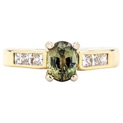 Natural Alexandrite & Diamond Yellow Gold Ring