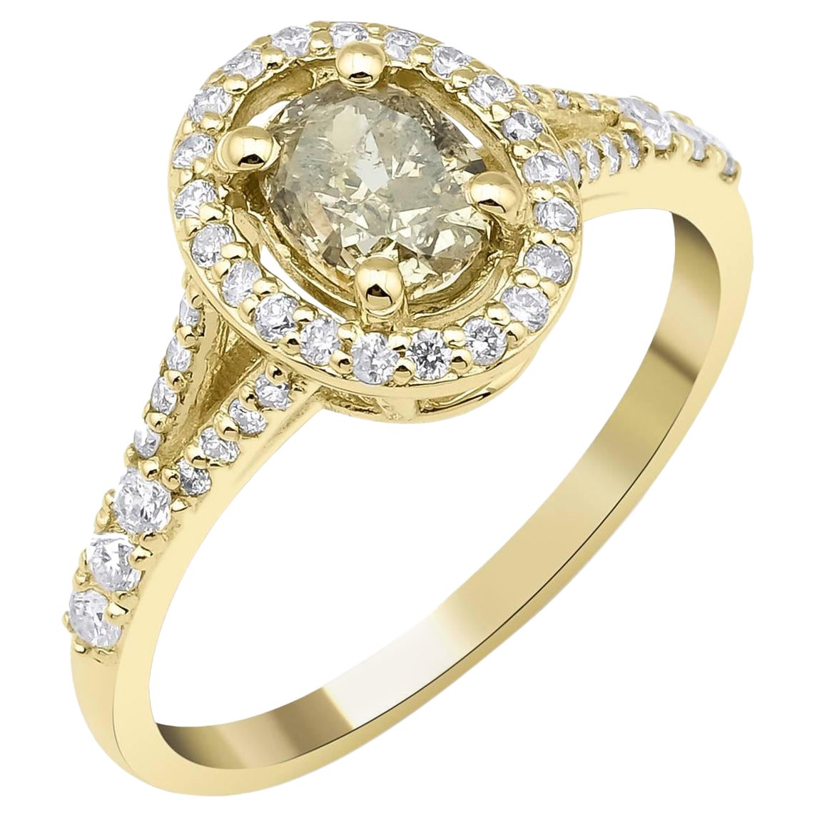 Grüner Fancy Gelber Diamant 1,08 Karat Ring