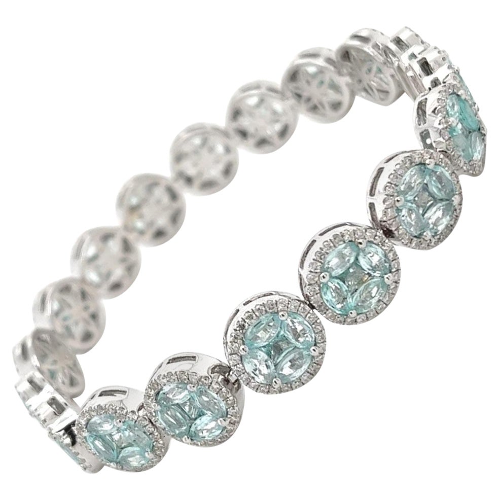 Bracciale con tormalina Paraiba in oro bianco 18 carati