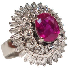 AGL Certified Natural No Heat Burmese Ruby Diamonds Ring