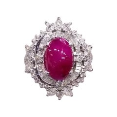 Rubíes naturales de Birmania certificados AIG de 3.40 qts  Anillo de oro de 18 quilates con diamantes de 1,50 quilates