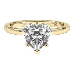 3CT Heart Cut Solitaire F-G Color with VS Clarity Lab Grown Diamond Ring