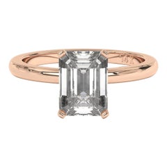 0.5CT Emerald Cut Solitaire F-G Color with VS Clarity Lab Grown Diamond Ring
