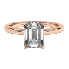 0.75CT Emerald Cut Solitaire F-G Color with VS Clarity Lab Grown Diamond Ring