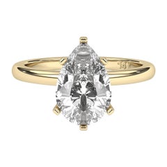 1CT Pear Cut Solitaire F-G Color with VS Clarity Lab Grown Diamond Ring