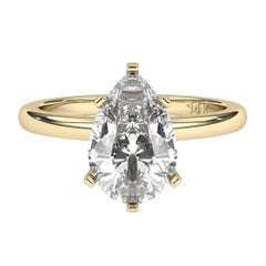 2CT Pear Cut Solitaire F-G Color with VS Clarity Lab Grown Diamond Ring