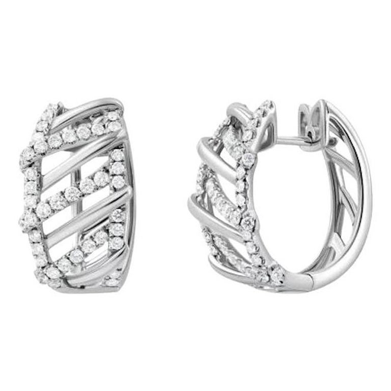 Classic Diamond Lever-Back Earrings 14K White Gold for Her For Sale