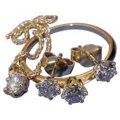 Brillant Set mit Anhänger Ring Ohrstecker 18 kt  total 1,20 ct VS Co. Silhouette