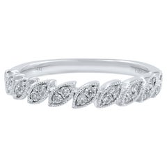 Rachel Koen Stackable Milgrain Diamond Ring Band 14k White Gold 0.15Cttw