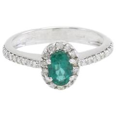 Emerald Diamond Gold Solitaire Ring