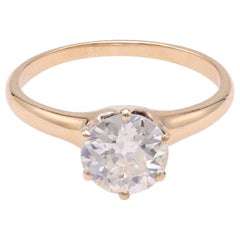 Victorian GIA 0.98 Carat Diamond Yellow Gold Solitaire Engagement Ring