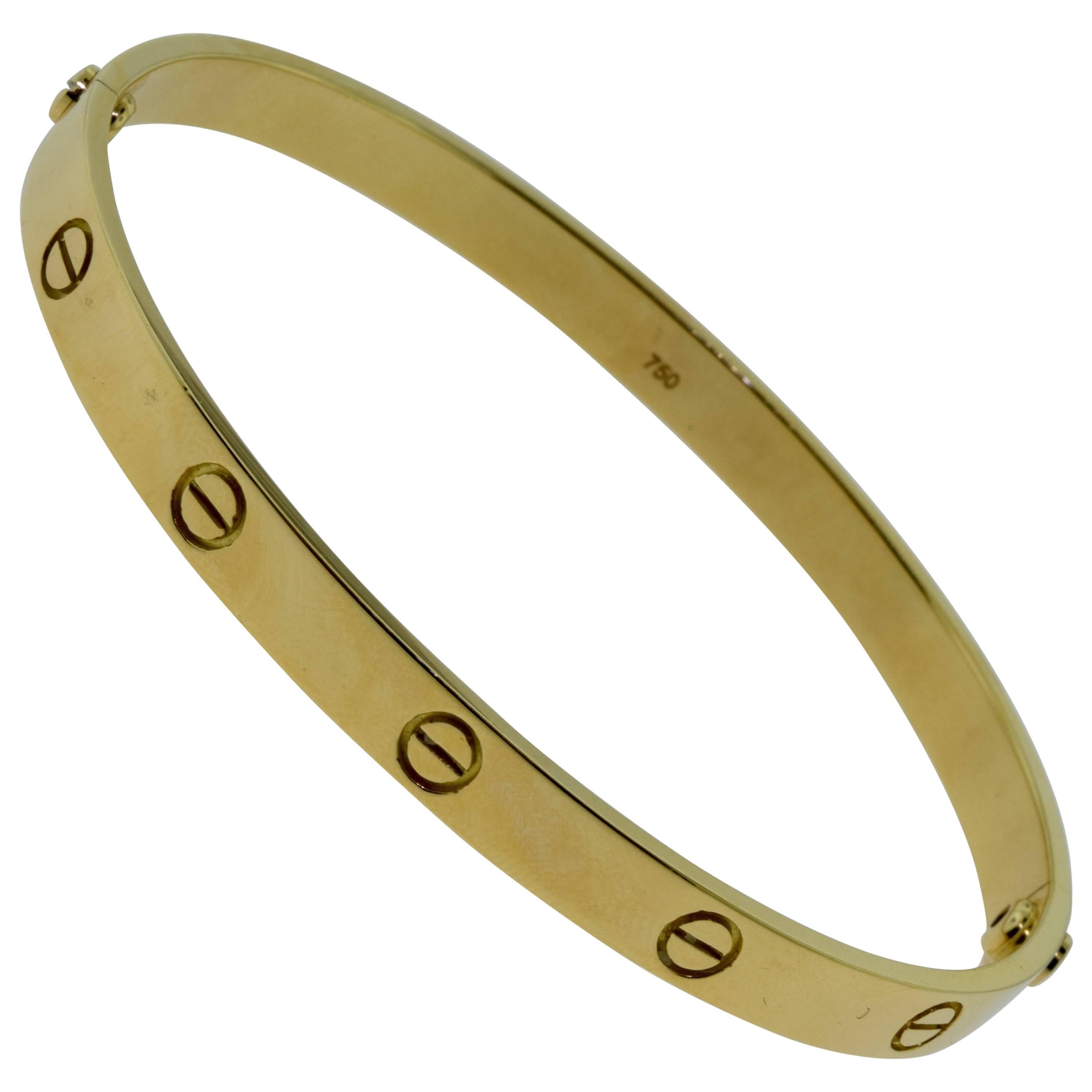 Cartier Yellow Gold Love Bracelet Size 21 For Sale