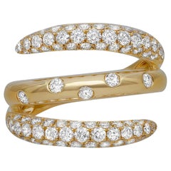 1.59 Carat Round Cut Diamond Spiral Fashion Ring 18K Yellow Gold 