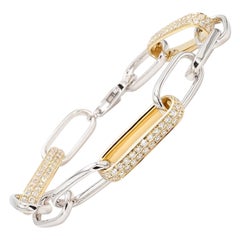 Natural White Round Diamond 2.36 Carat TW Gold Link Bracelet