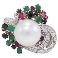 Luise multi-colored Australian pearl Two Color Gold ring 10