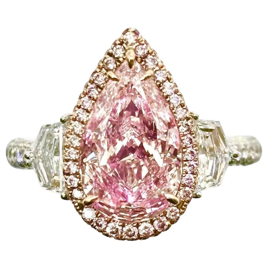 Emilio Jewelry Gia Certified Pear Shape Pink Diamond Ring