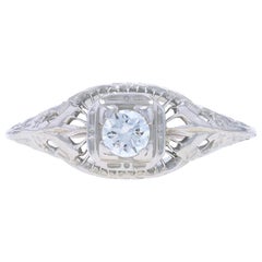 Antique White Gold Diamond Art Deco Solitaire Engagement Ring 14k Transitional Rnd .22ct