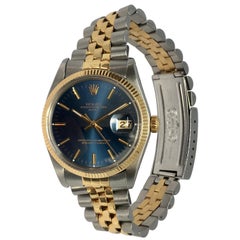 Rolex Men's Blue Date Two-Tone 14K Gold Ref 15003 Quickset 34 mm Todo de Fábrica